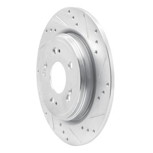 Acura RLX Brake Rotor (1) - Rear Right - R1 Concepts - Drilled & Slotted - Silver - `14-`20